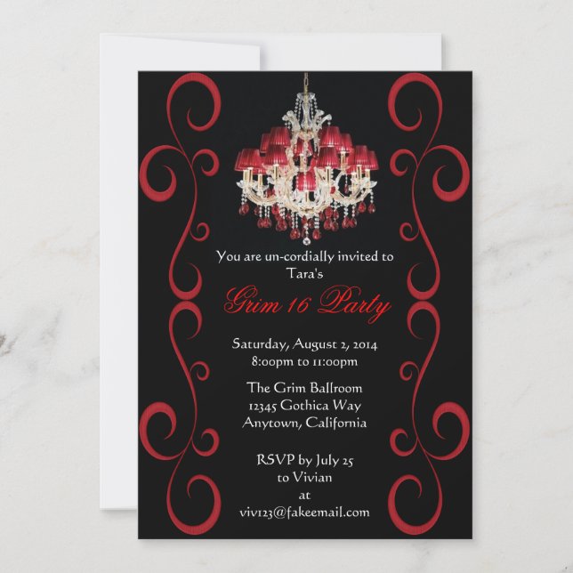 Custom Gothic Grim Sixteen Party Invitations (Front)