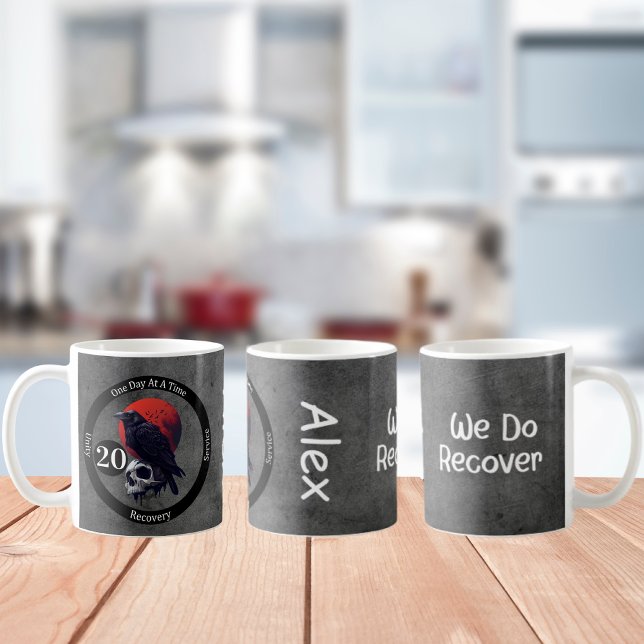 Custom Gothic Raven Recovery Milestone Gift Coffee Mug (Creator Uploaded)