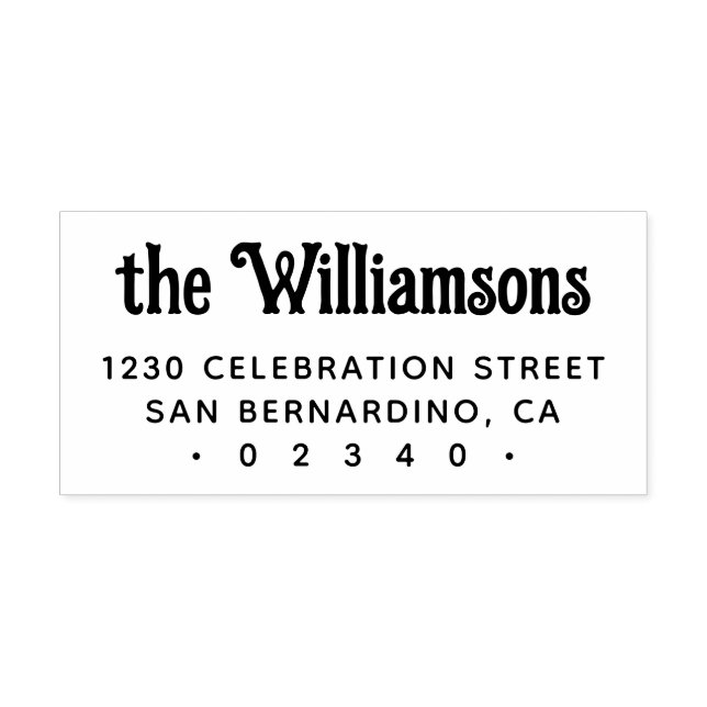 Custom Gothic Retro Typography Family Name Rubber Stamp (Imprint)