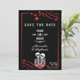 Custom Gothic Skull & Rose Save The Date