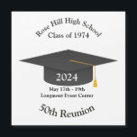Custom Grad Cap Reunion Save-the-Date Magnet<br><div class="desc">Make sure no one misses the big reunion with this custom graduation cap magnet—perfect as a fridge-friendly announcement and save-the-date all in one. Personalise it with your school name, class year, event details, and more to create a keepsake that’s as practical as it is nostalgic. Whether you're celebrating a 10th,...</div>