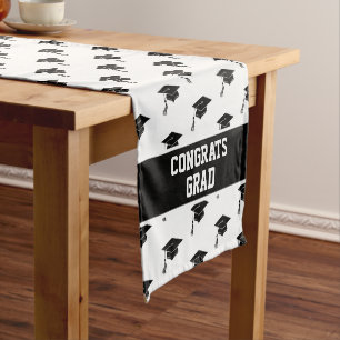 Custom Grad Hat and Tassel Graduation Celebration Short Table Runner