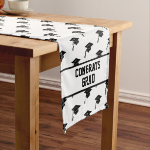 Custom Grad Hat and Tassel Graduation Celebration Short Table Runner