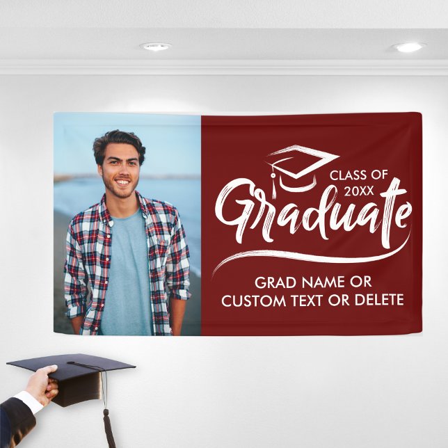 Custom Grad Photo School Colours Modern Graduation Banner (Creator Uploaded)