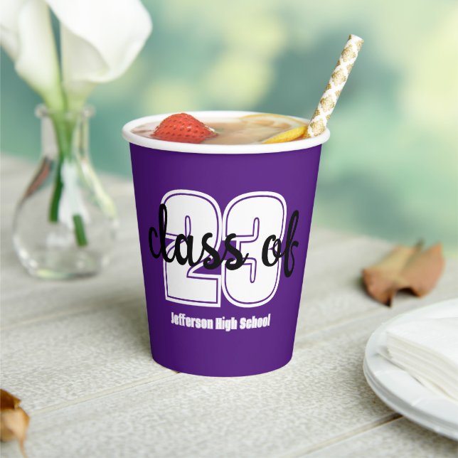 Custom grad year and school name paper cups (Insitu)