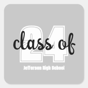 Custom grad year and school name square sticker