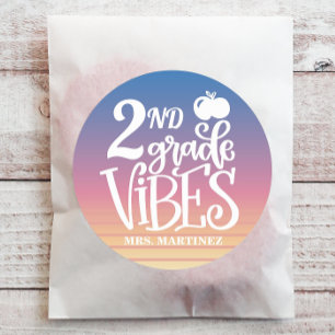 Custom Grade Vibes School Classic Round Sticker