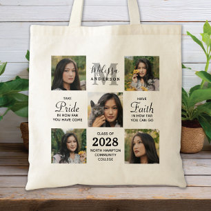 Custom Graduate 5 Photo Collage Graduation Tote Bag