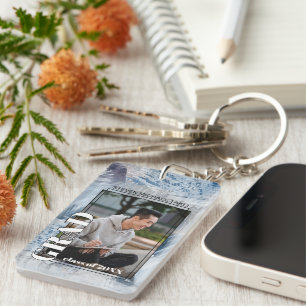 Custom Graduate Photo On Abstract Art Pattern Key Ring