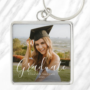 Custom Graduate Script Photo Key Ring