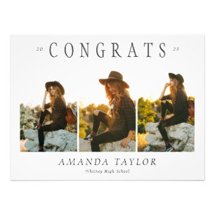 Custom Graduation 3 Photo Collage Congrats Poster