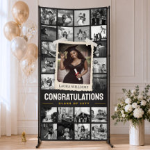 Custom Graduation Banner, Retro Photo Collage 4x8'