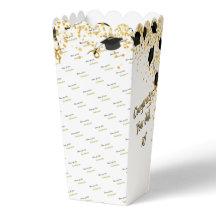 Custom Graduation Black & Gold Popcorn Favour Box