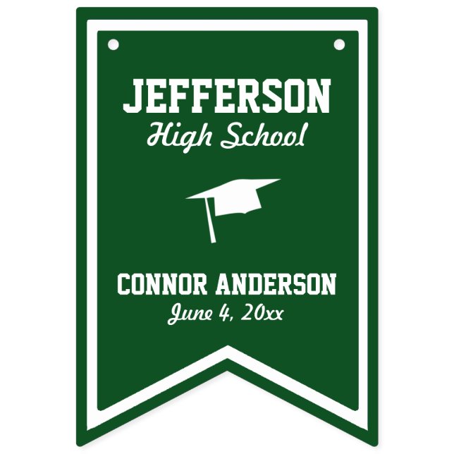 Custom Graduation Bunting | School, Grad Name Date Bunting (First Flag)