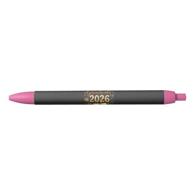 Custom Graduation Class of 2026 Personalised Famil Black Ink Pen (Front)