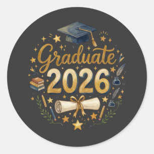 Custom Graduation Class of 2026 Personalised Famil Classic Round Sticker