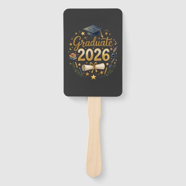 Custom Graduation Class of 2026 Personalised Famil Hand Fan (Front)