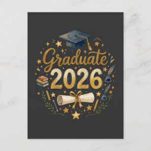 Custom Graduation Class of 2026 Personalised Famil Holiday Postcard