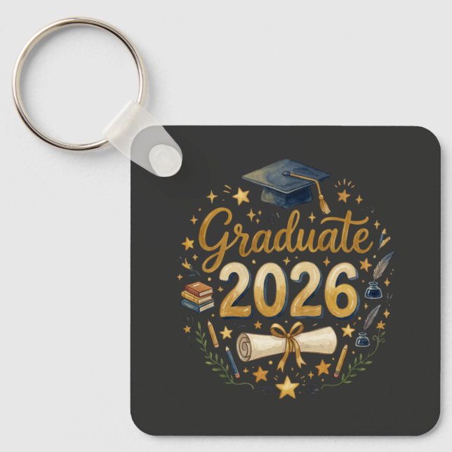 Custom Graduation Class of 2026 Personalised Famil Key Ring (Front)