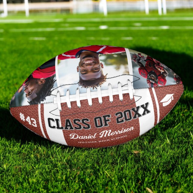 Custom Graduation Class of Senior 3 Photo Football American Football (Creator Uploaded)