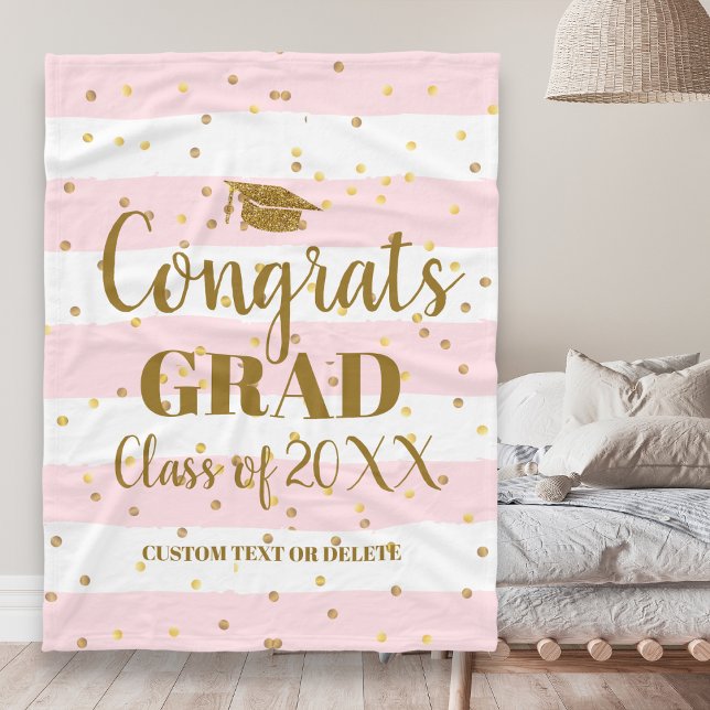 Custom Graduation Congrats Grad Class of 20XX Fun Fleece Blanket (Creator Uploaded)