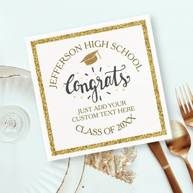 Custom Graduation Congrats Grad Gold Class of 20XX Napkin (Creator Uploaded)