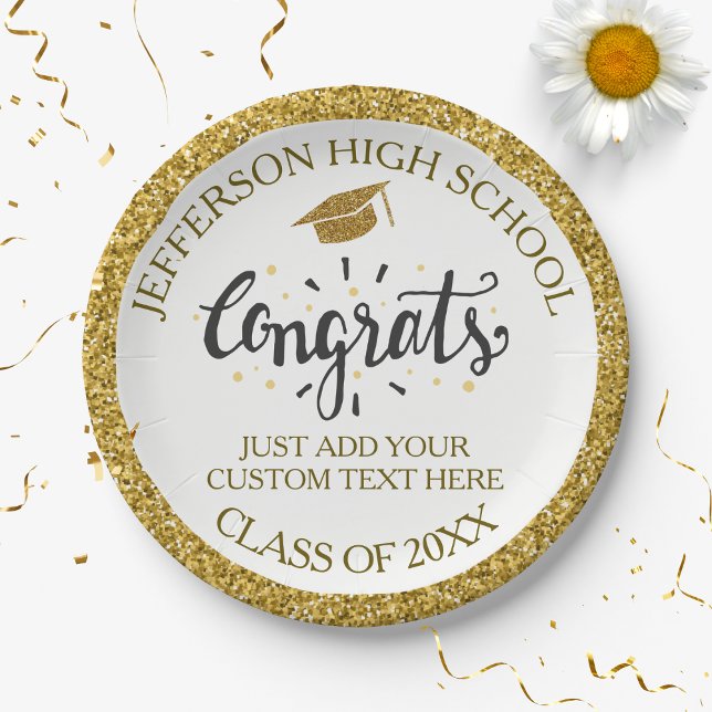 Custom Graduation Congrats Grad Gold Class of 20XX Paper Plate (Creator Uploaded)