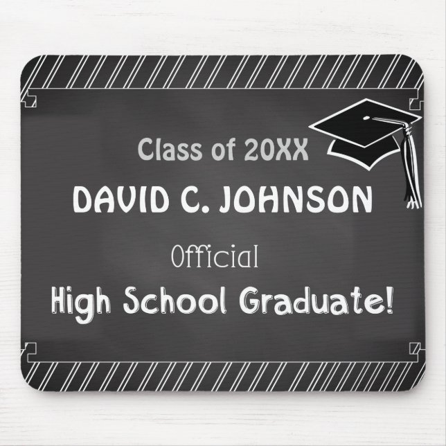 Custom Graduation Congratulations Chalkboard Look Mouse Mat (Front)