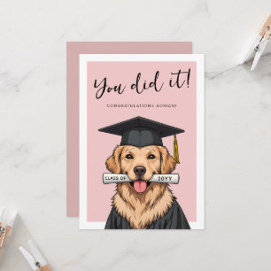 Custom Graduation Cute Golden Retriever Card