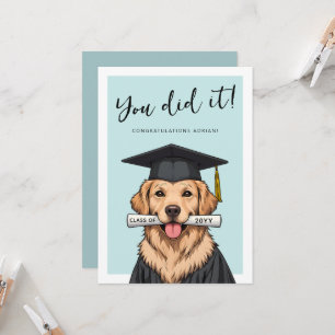Custom Graduation Cute Golden Retriever Card