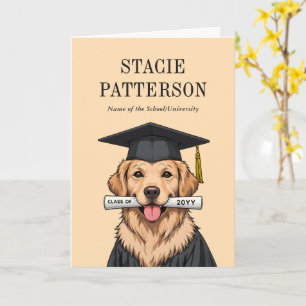 Custom Graduation Cute Golden Retriever Dog Card