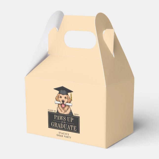 Custom Graduation Cute Golden Retriever Dog Favour Box (Front Side)