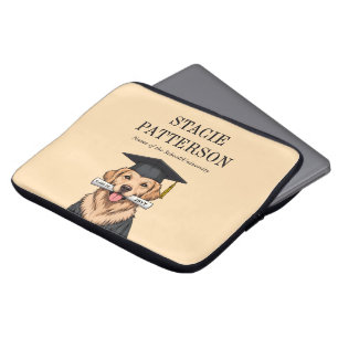 Custom Graduation Cute Golden Retriever Dog Laptop Sleeve