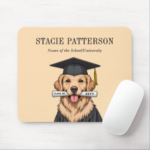 Custom Graduation Cute Golden Retriever Dog Mouse Mat