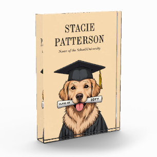 Custom Graduation Cute Golden Retriever Dog Photo Block