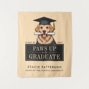 Custom Graduation Cute Golden Retriever Dog Tapestry