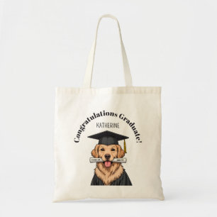 Custom Graduation Cute Golden Retriever Dog Tote Bag