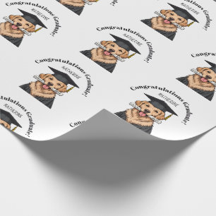 Custom Graduation Cute Golden Retriever Dog Wrapping Paper