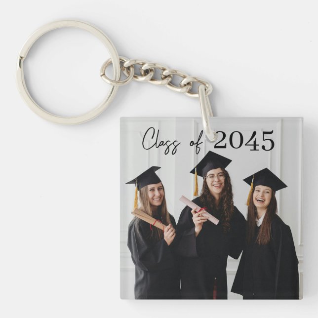 Custom Graduation Farewell Gift Photo Key Ring (Front)
