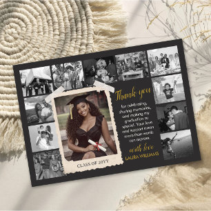 Custom Graduation Favour Card, Retro Photo Collage Thank You Card
