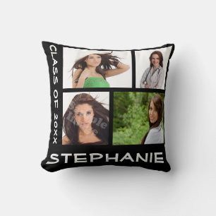 Custom Graduation Four Photo Collage Pillow