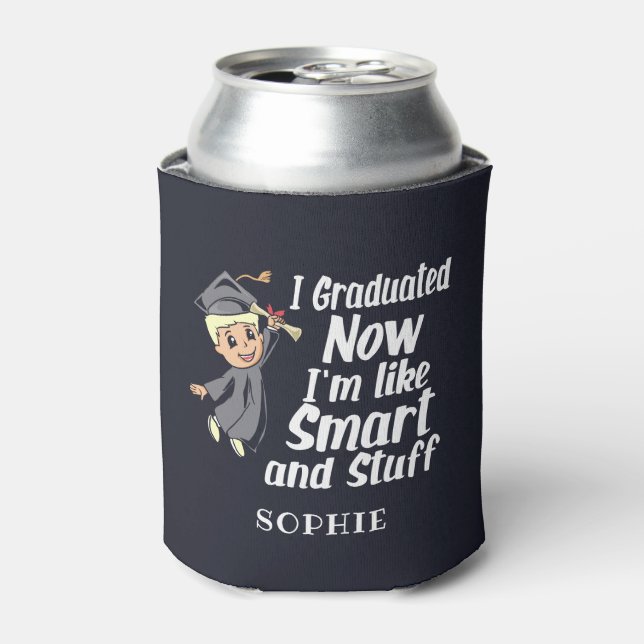 Custom Graduation Gag I Graduated Cartoon Name Can Cooler (Can Front)