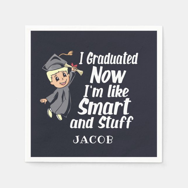 Custom Graduation Gag I Graduated Cartoon Name Napkin (Front)