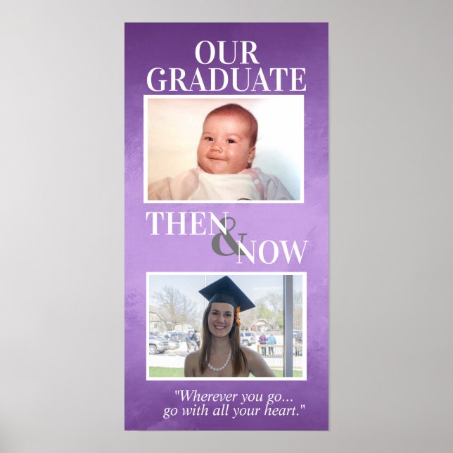 Custom Graduation Gifts, Then and Now Photo Poster (Front)