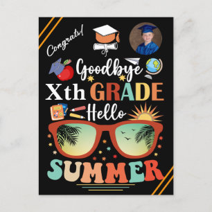 Custom Graduation Goodbye School Hello Summer Announcement Postcard