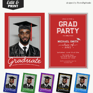 Custom Graduation Invitation, Classic Red Invitation