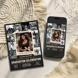 Custom Graduation Invite, Retro Photo Collage Invitation