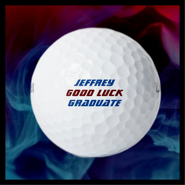 Custom Graduation Name Blue and Burgundy Golf Balls (Creator Uploaded)