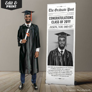 Custom Graduation Newspaper Class of Graduation Retractable Banner