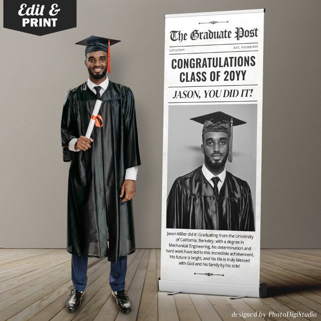 Custom Graduation Newspaper Class of Graduation Retractable Banner (Custom Graduation Newspaper Class of Graduation Retractable Banner)